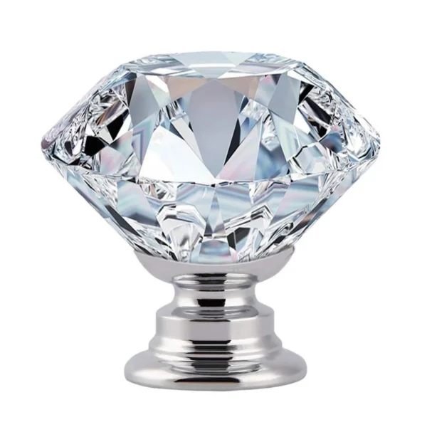 Buton argintiu cu aspect de cristal diamant, vedere principala
