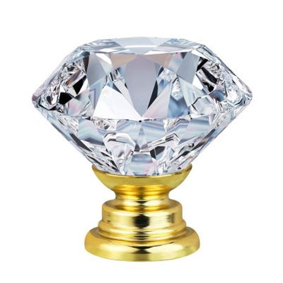 Buton maner mobila cristal diamant auriu