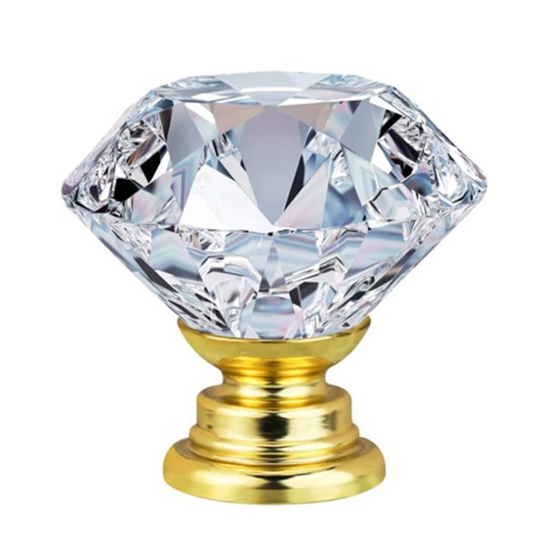 Buton maner mobila cristal diamant auriu