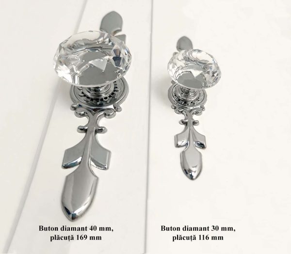 butoni cristal argintiu cu placuta ornament
