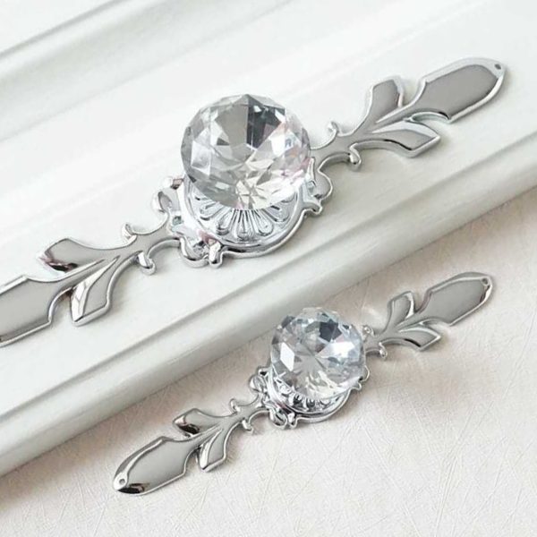 Placuta ornament maner buton cristal argintiu