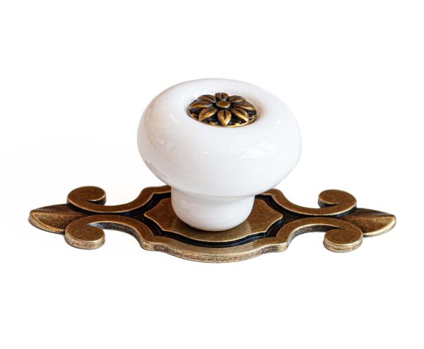 buton ceramic mobila alb cu placuta 30 mm