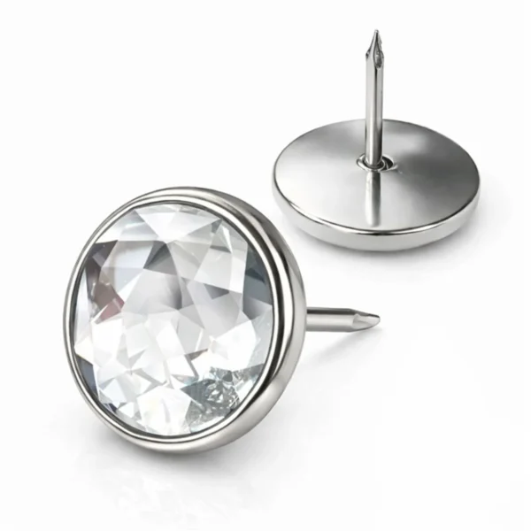 Cuie decorative pentru tapiterie cu cristal, vedere frontala