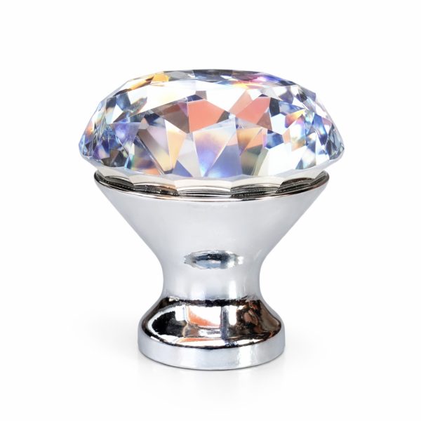 Maner buton mobila cromat cristal argintiu