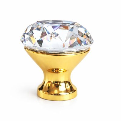 Maner buton mobila cromat cristal auriu