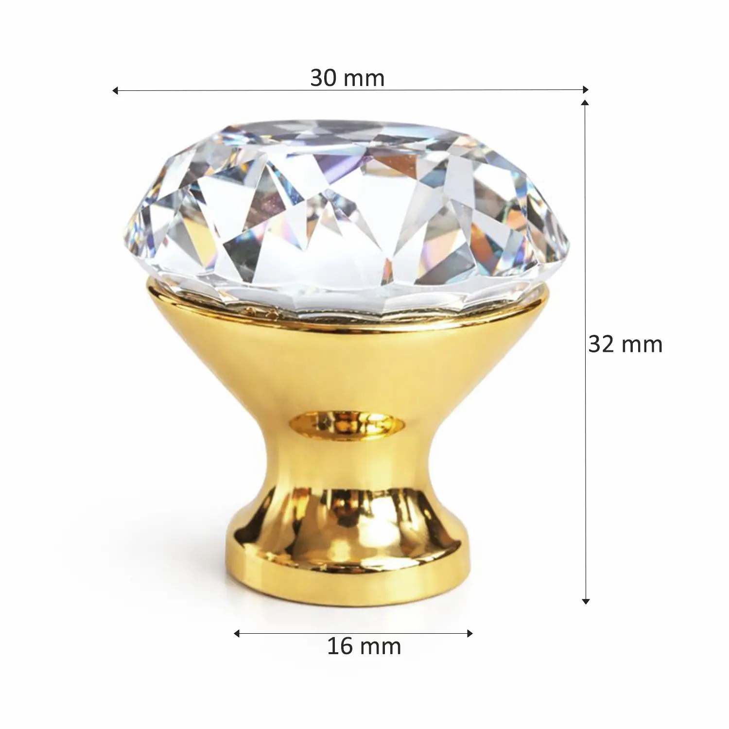 Maner buton mobila cromat cristal auriu - imagine 3