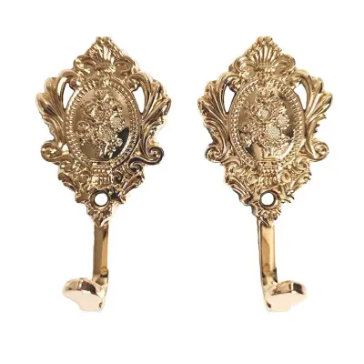 Set carlige metalice cuier antichizate aurii